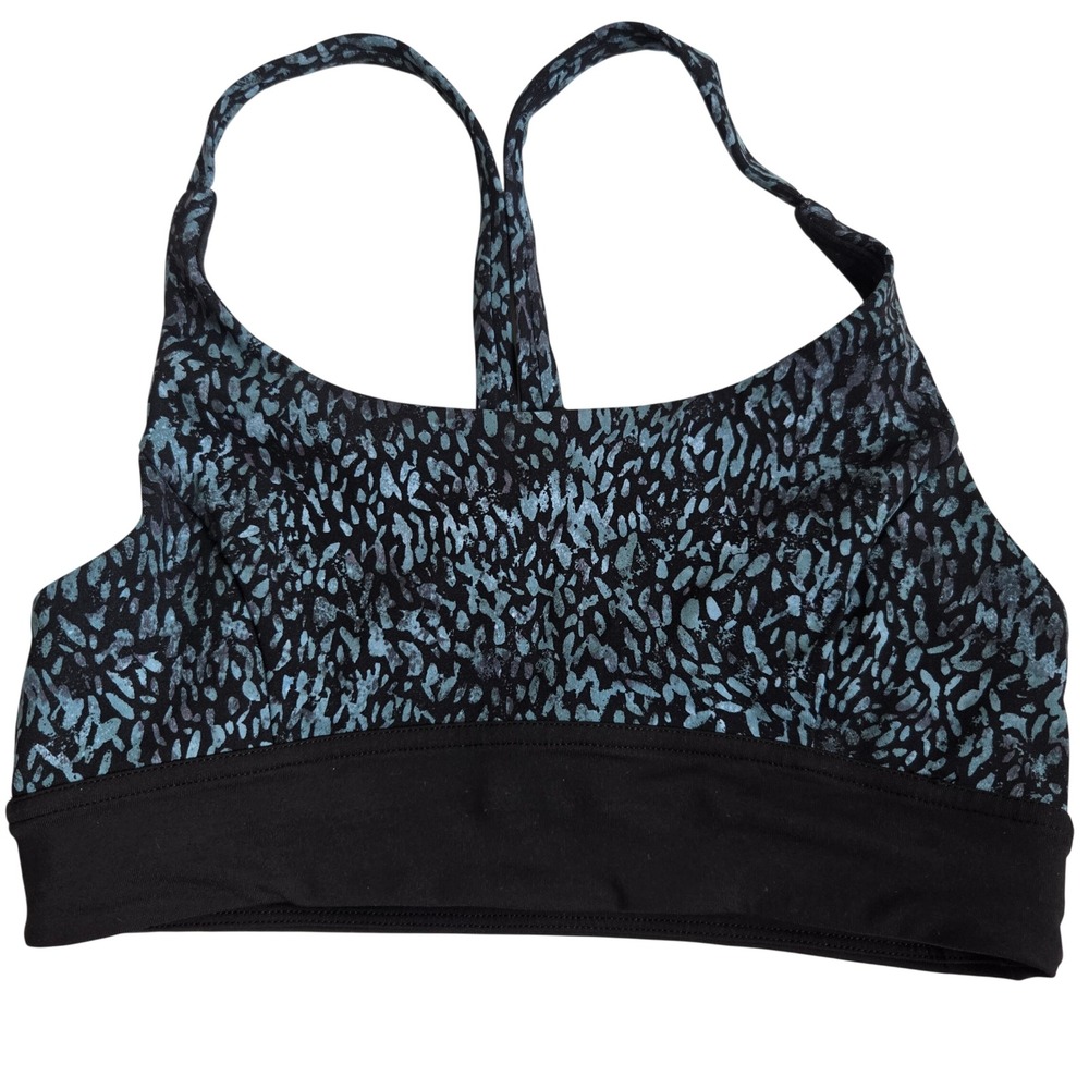 Lululemon Size 4 Unpadded Bra High Neck Women Racerback Blue Black Speckled